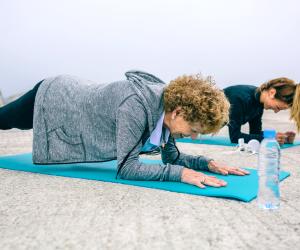 senior doing plank