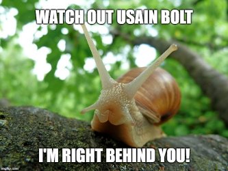 Weighted calisthenics meme. Snail with snail house on its back sliding along a branch.